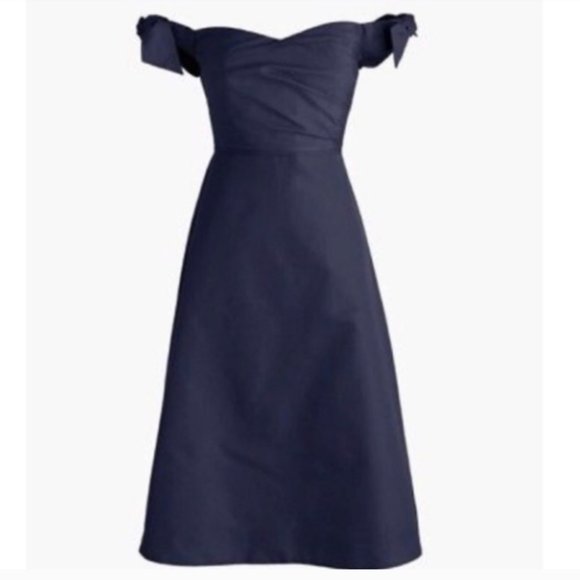 J. Crew Dresses & Skirts - J. Crew Off-the-shoulder Navy A-line cocktail dress